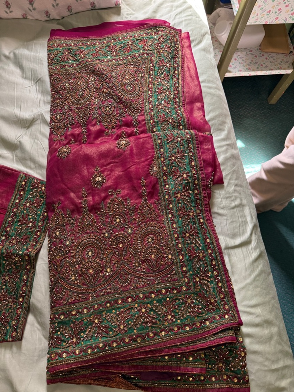 Embroidered Magenta Sari with Beadwork